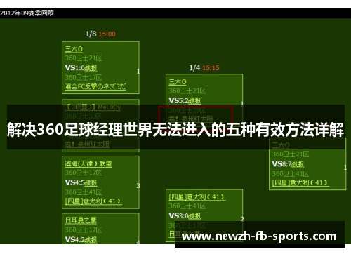 解决360足球经理世界无法进入的五种有效方法详解 解决360足球经理世界无法进入的五种有效方法详解